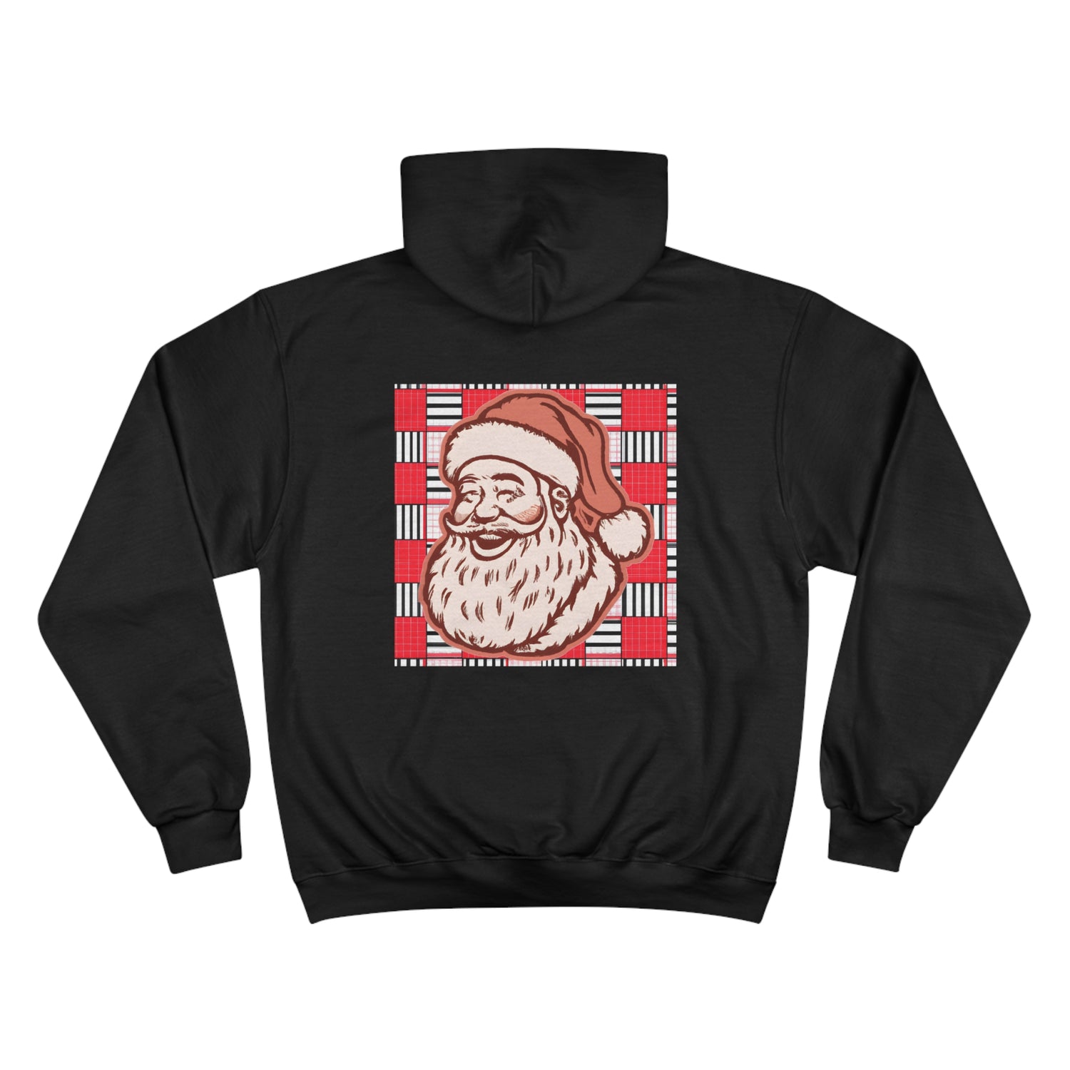 Designer Black Art Hoodie -Vintage Santa - Alacrity Prints' Festive Christmas Hooded Sweathshirt