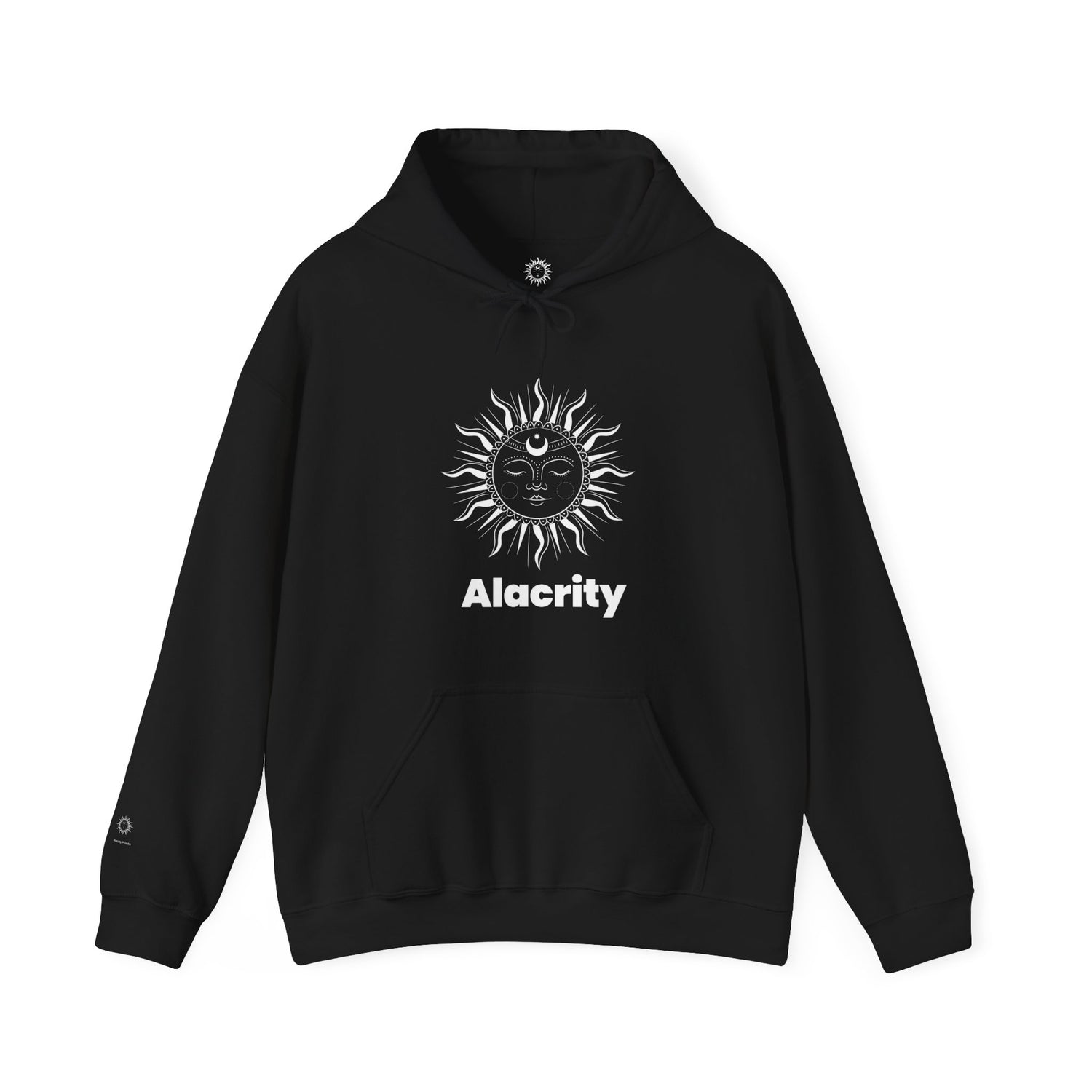 Alacrity Sun Designer Hoodie - Unisex Heavy Blend Sweatshirt with Alacrity Prints Logo, Cozy & Stylish - Black/Forest Green